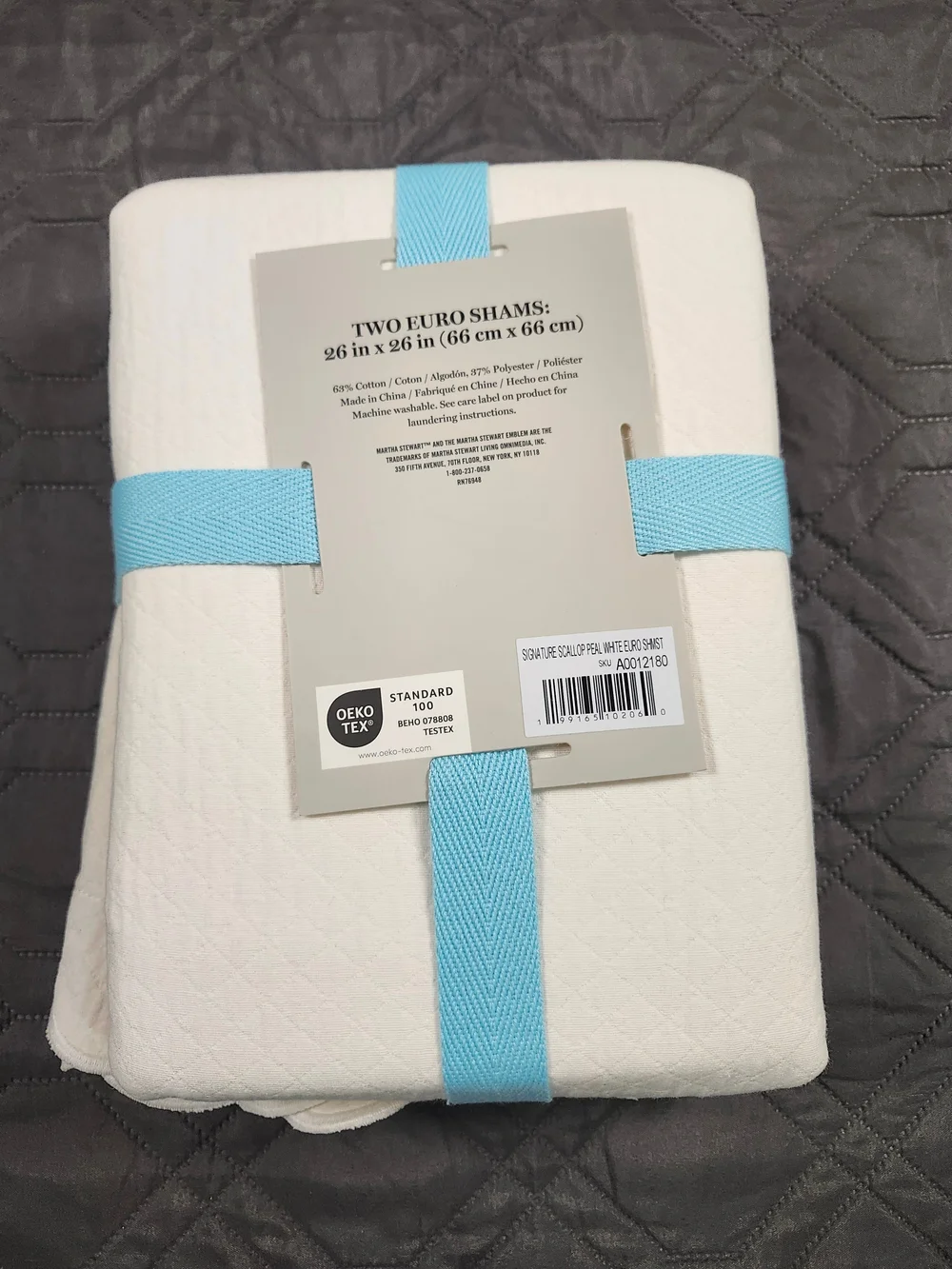 Martha Stewart White Cotton Sham Pair 26 in x 26 in (66 cm x 66 cm).
